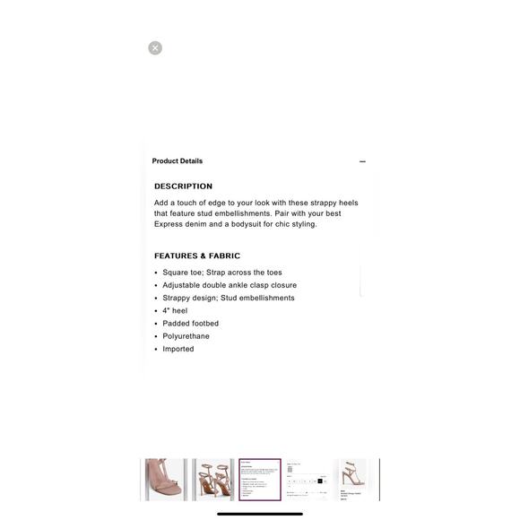 Express Soft Blush Gold Stud Strappy Block Heels Size 10 Brand New - Picture 8 of 8